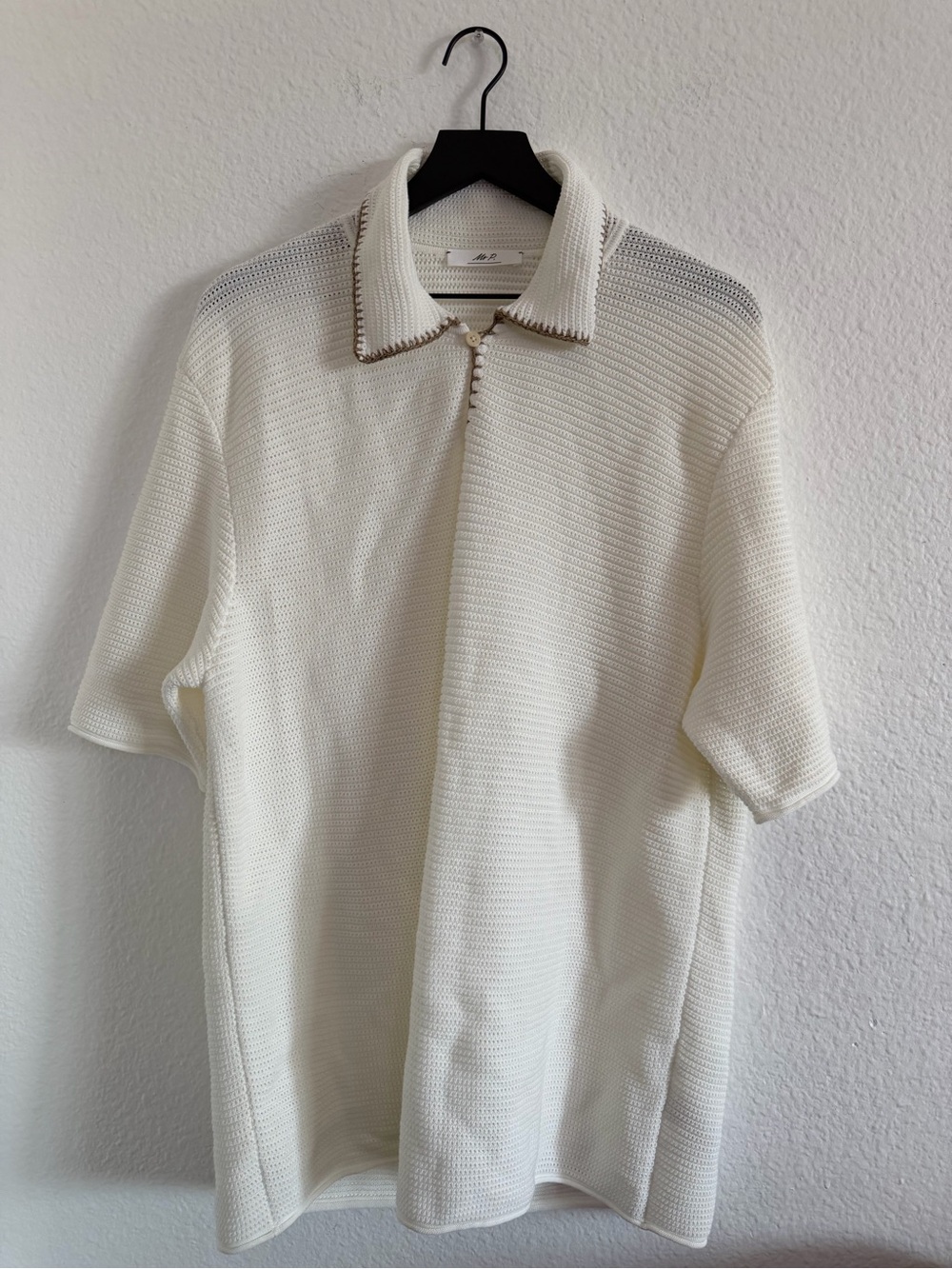 mr p cream knit polo